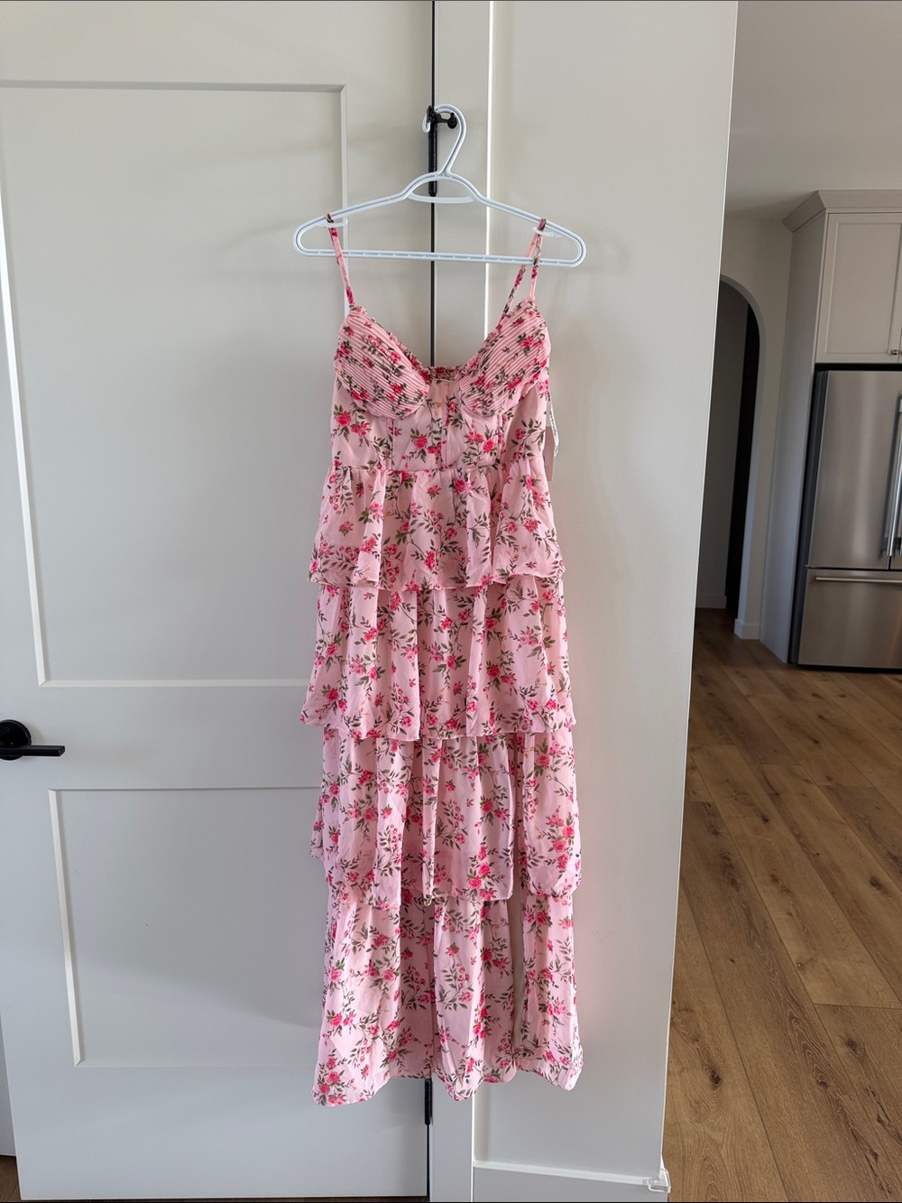 Birdy Grey Pink Floral Tiered Maxi Dress